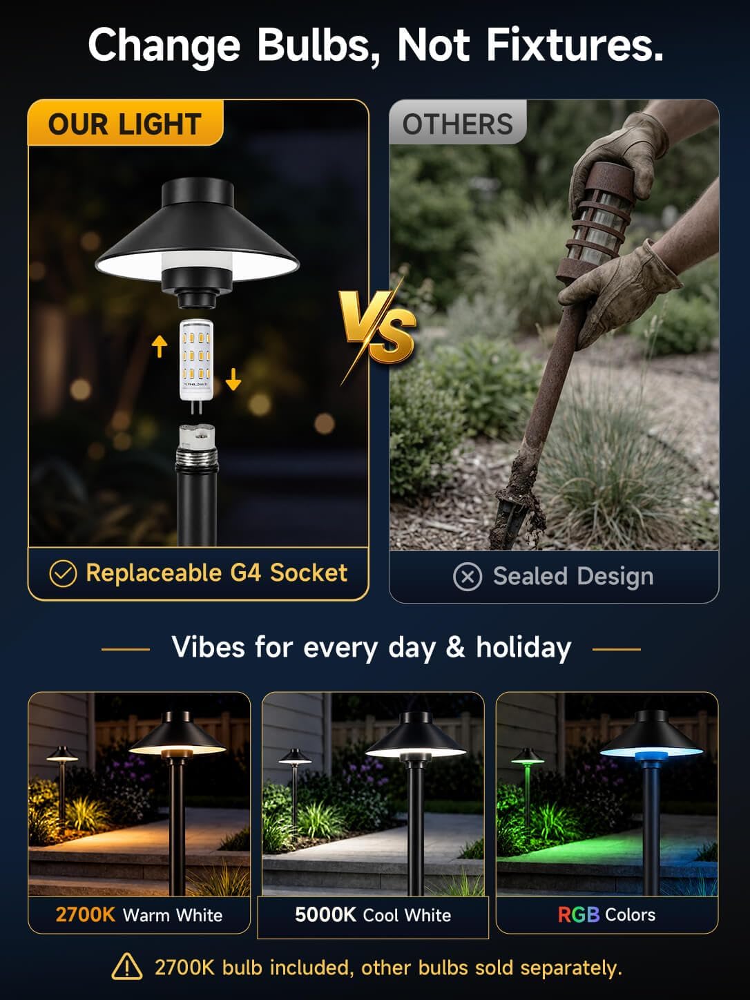 Solid Brass Low Voltage Hat-Top Path Light, Black, G4 2700K 1Pk