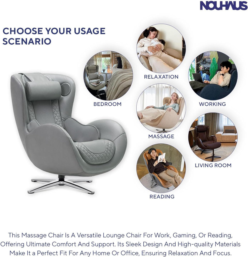 Heated Classic Massage Chair with Ottoman - Full Body & Spot Shiatsu Massager, Recliner with Bluetooth Speaker &