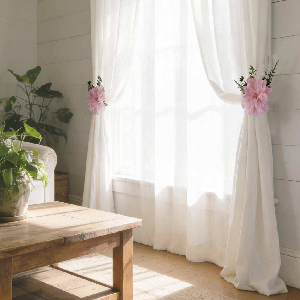 Curtain Tie Backs for Curtains Set of 2, Natural Decor Clips for Sheer Drapes Holdbacks, Tie Backs for Window