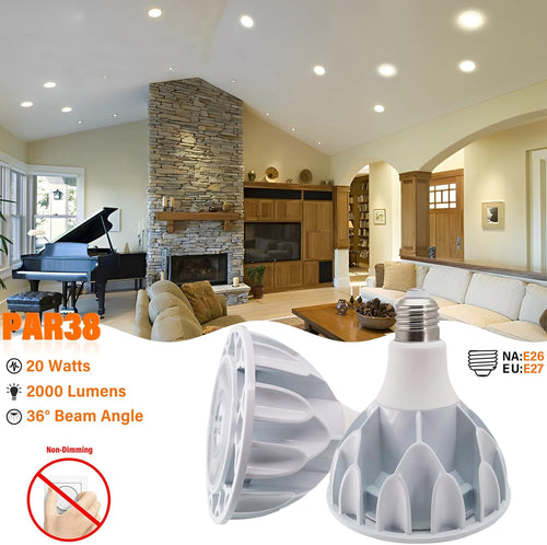 ) PAR38 Flood Light LED Bulb 20 Watt COB Grow Lights (150 Watt Eqv.) 2000 Lumens Spotlight, 36° Beam Angle
