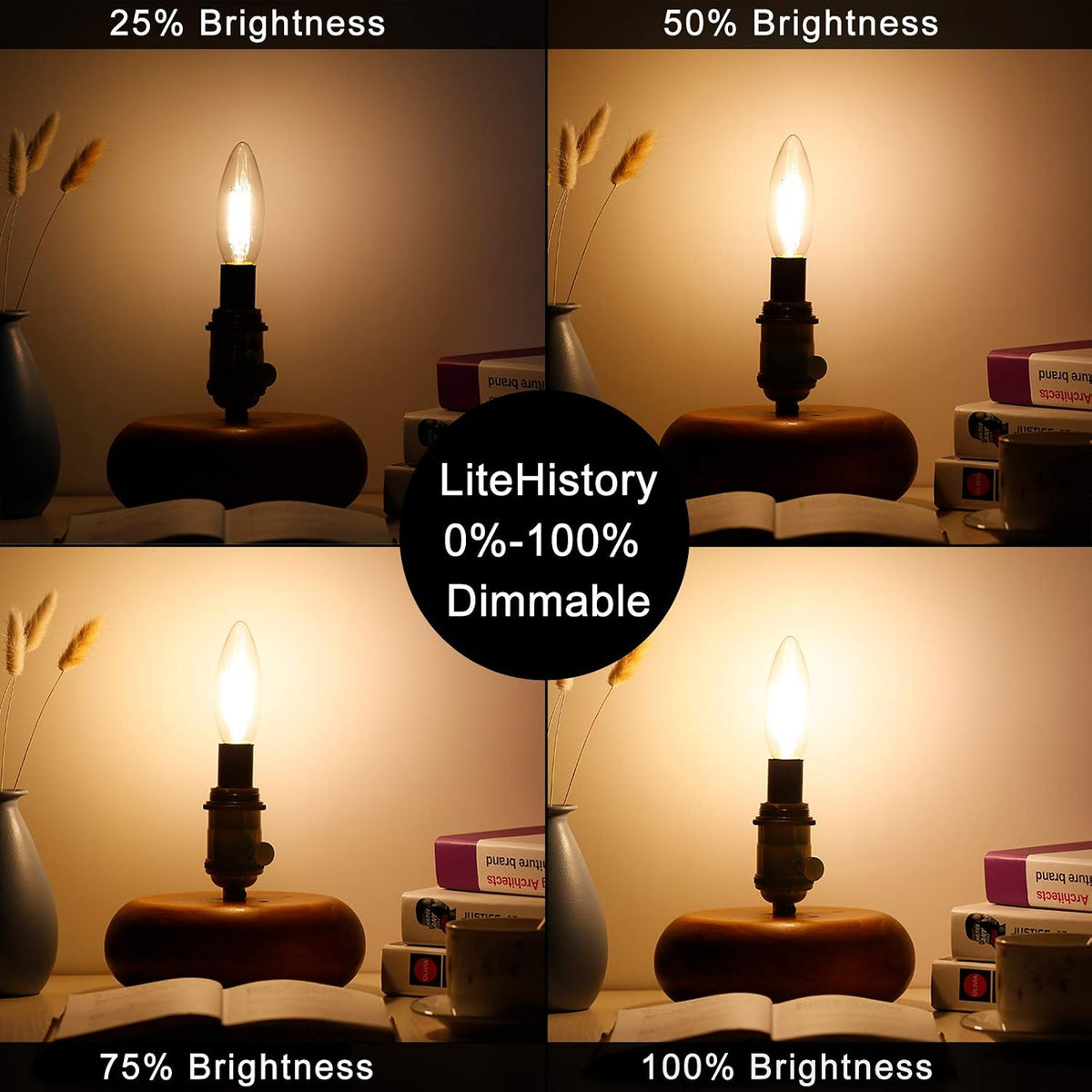 B10 Light Bulb,E12 Candelabra Bulb 60 watt,Dimmable,2700K Clear