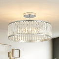 19.7-Inch Modern Crystal Semi-Flush Mount Chandelier for Bedrooms and Dining