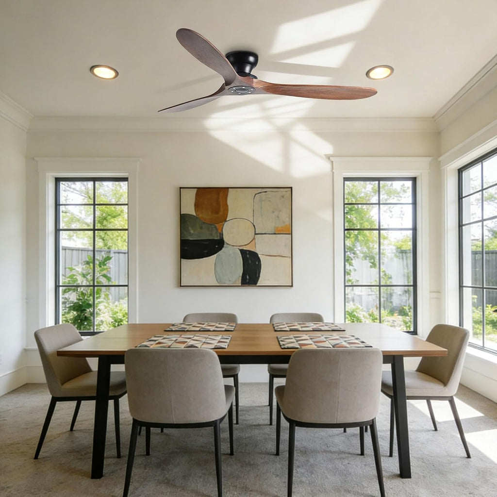42" Flush Mount Ceiling Fan with Remote, No Light