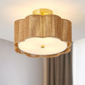 Rattan Ceiling Light Fixtures Flush Mount, 3-Light Boho Light Fixtures Ceiling Mount, Close to Ceiling Lights Modern