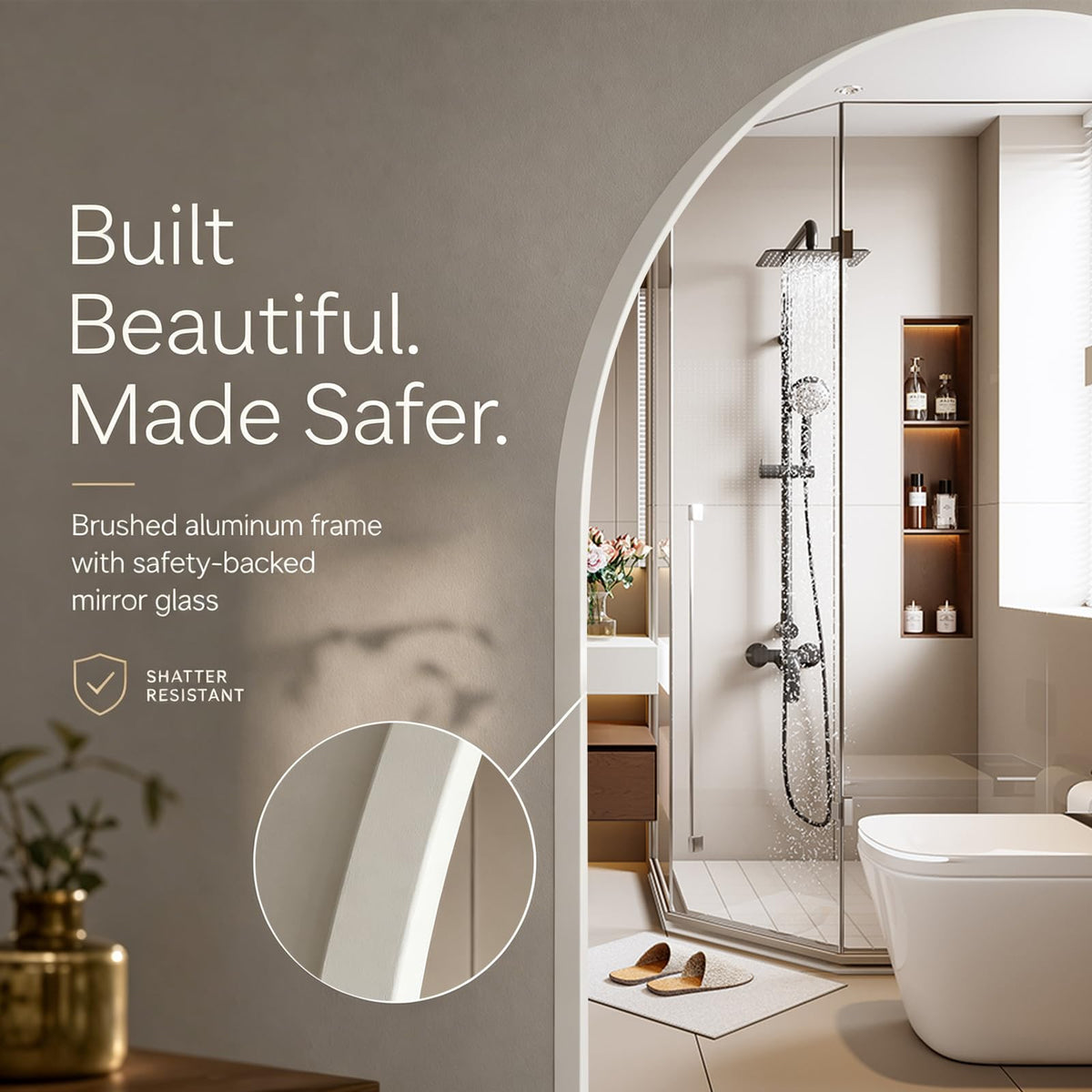 Wall Mounted Mirror, Arched Wall Mirror, 20"x30" Arch Bathroom Mirror with Metal Frame, 2 Pieces White Vanity Mirror