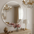 30 Inch Round Frameless Bathroom Mirror, Beveled Round Mirror
