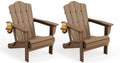 Folding Adirondack Chair Set of 2 with Cup Holder, Brown