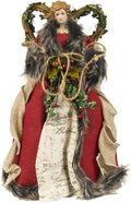 Workshop 3096 Homespun Angel Tree Topper, 16", Red,16"