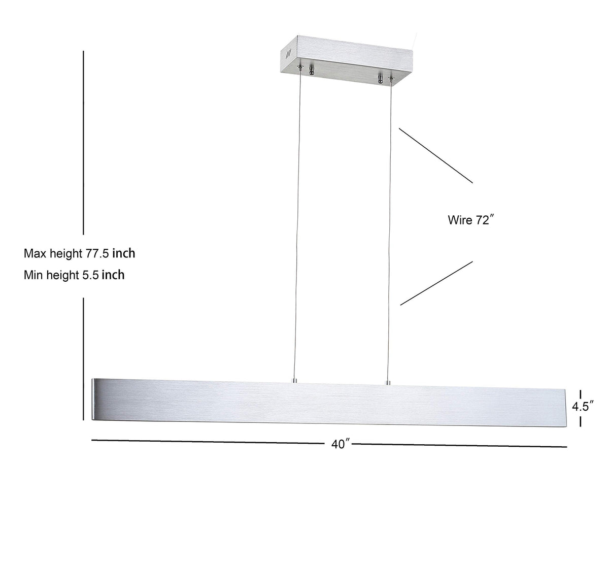 Draper 1-Light LED Linear Pendant 40", Brushed Aluminum