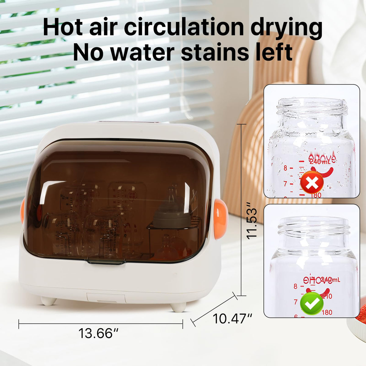 Transparent Baby Bottle Drying Rack with Cover