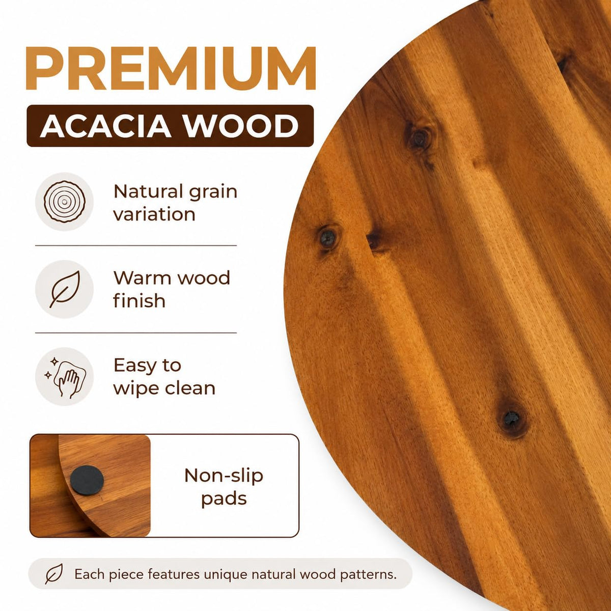 Acacia Wood Lazy Susan Turntable Organizer for Countertop