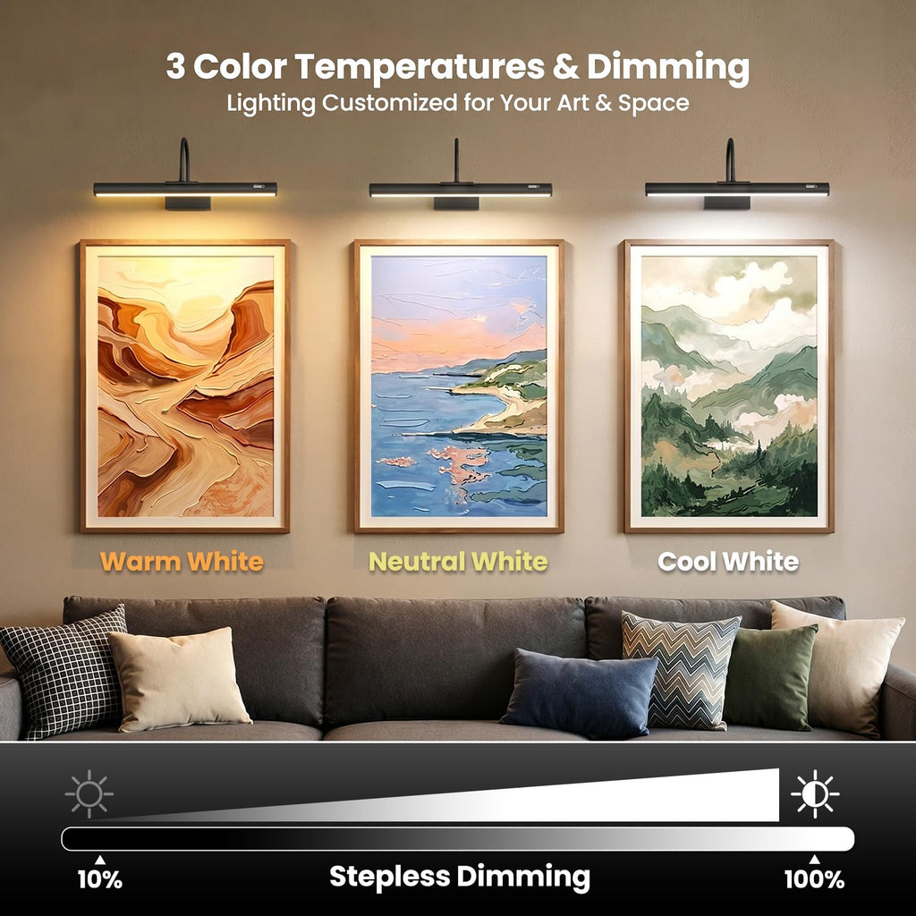 Picture Lights for Wall Battery Operated, 15.3" Rechargeable Picture Light with Remote, Magnetic Cordless Art Light