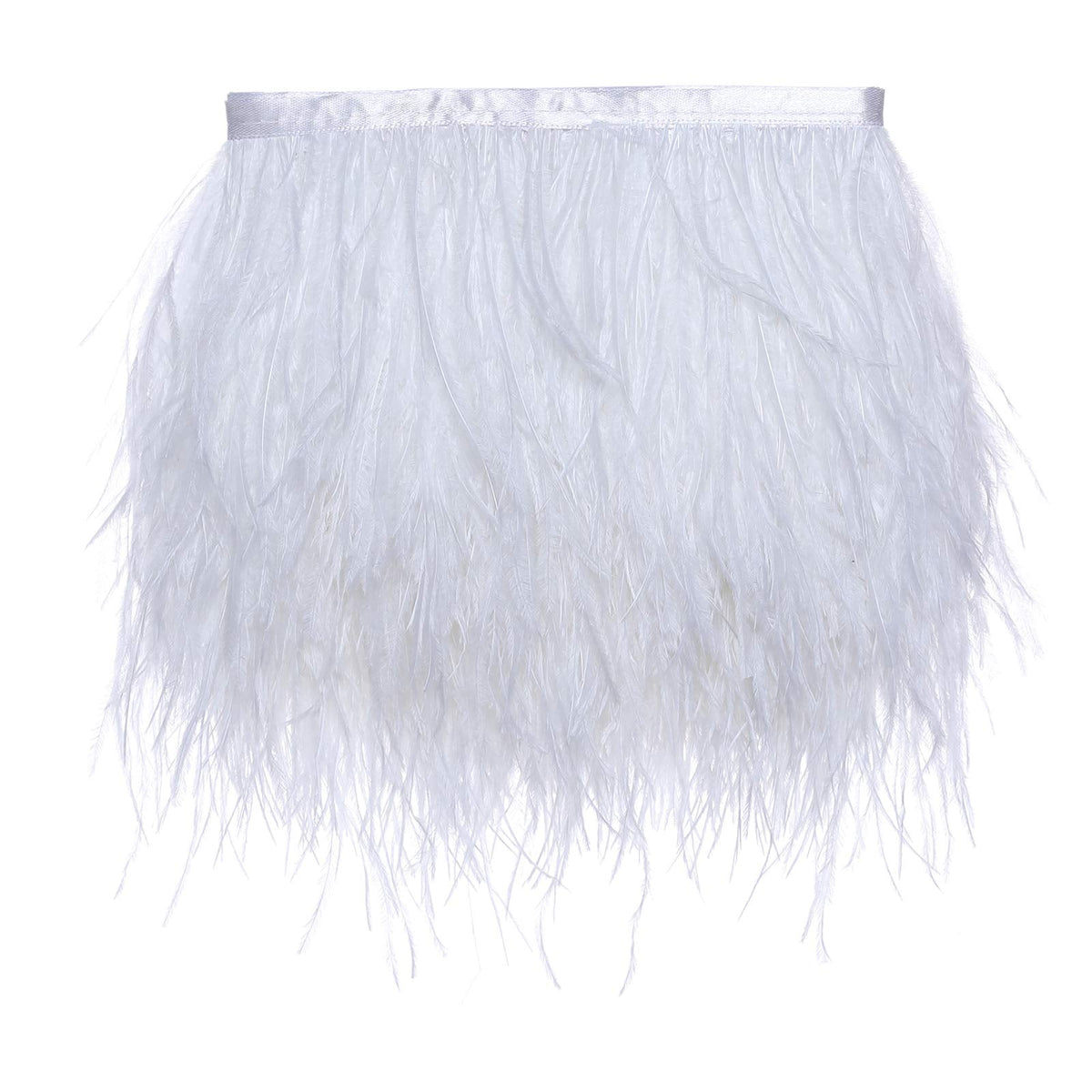 Ostrich Feather Trim Fringe for Sewing Crafts, White - 10 Yards