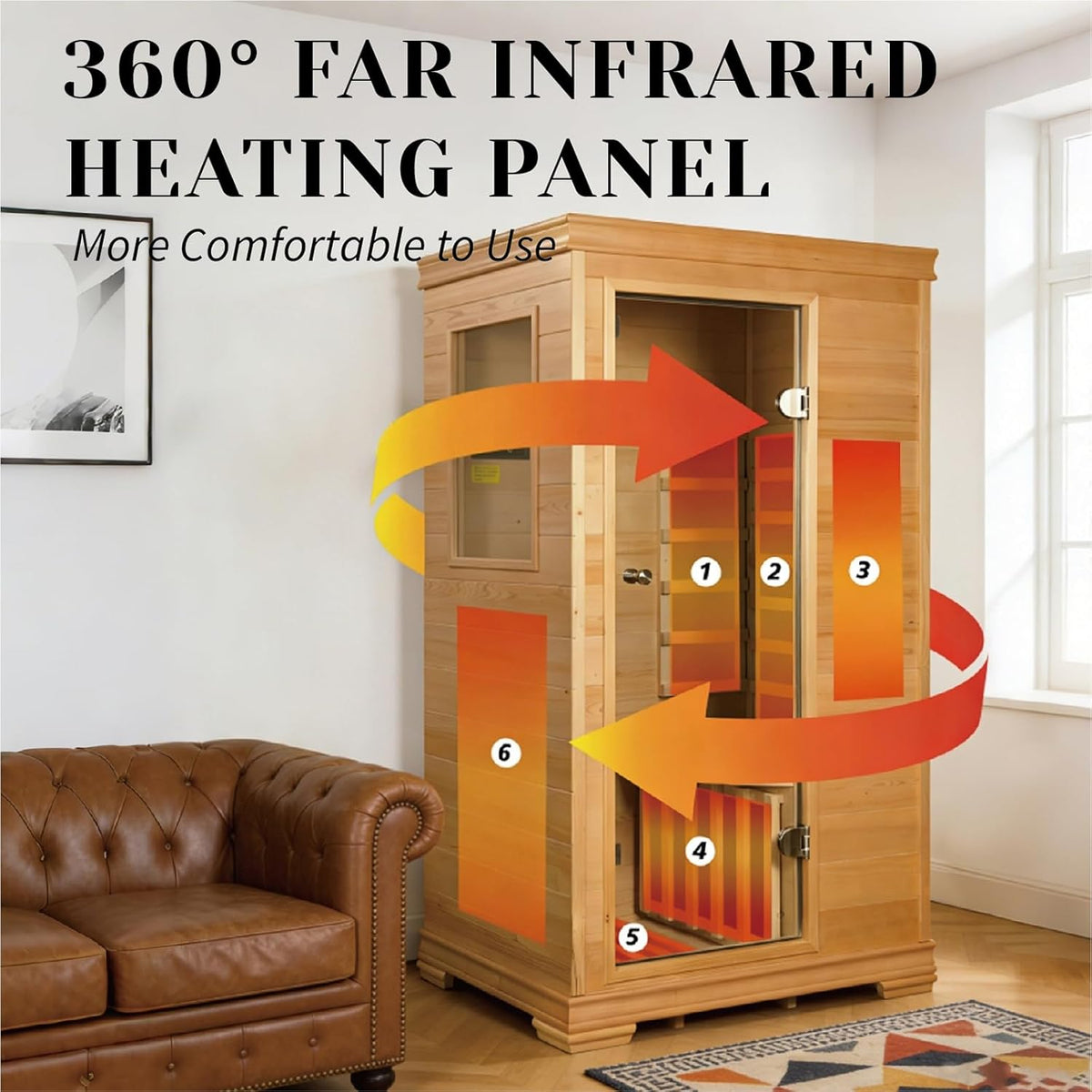 Royal Saunas 1-Person Infrared Indoor Sauna for Home, Compact Hemlock Dry Sauna with Low-EMF Heating, 960W/120V