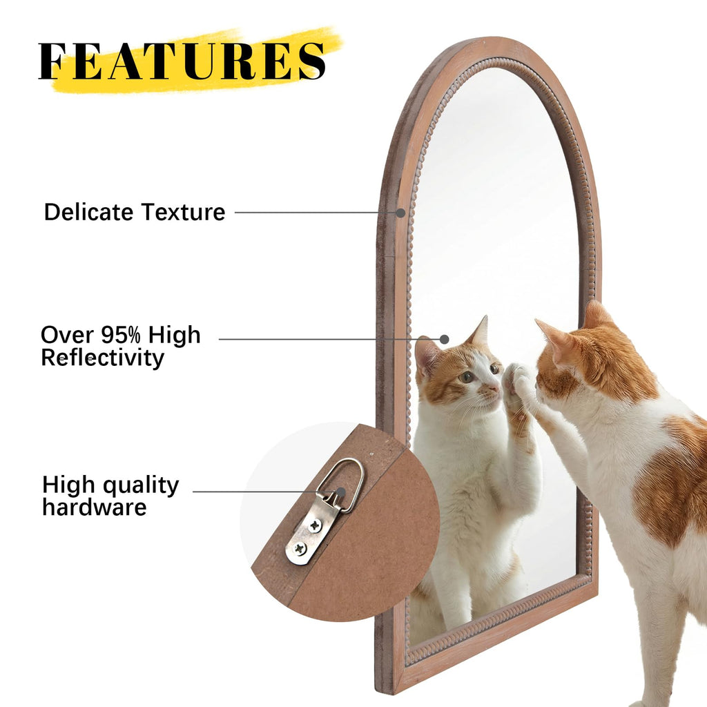 Arched Wood Mirror, 22x30" Farmhouse Vanity Boho Bathroom Wall Mirrors