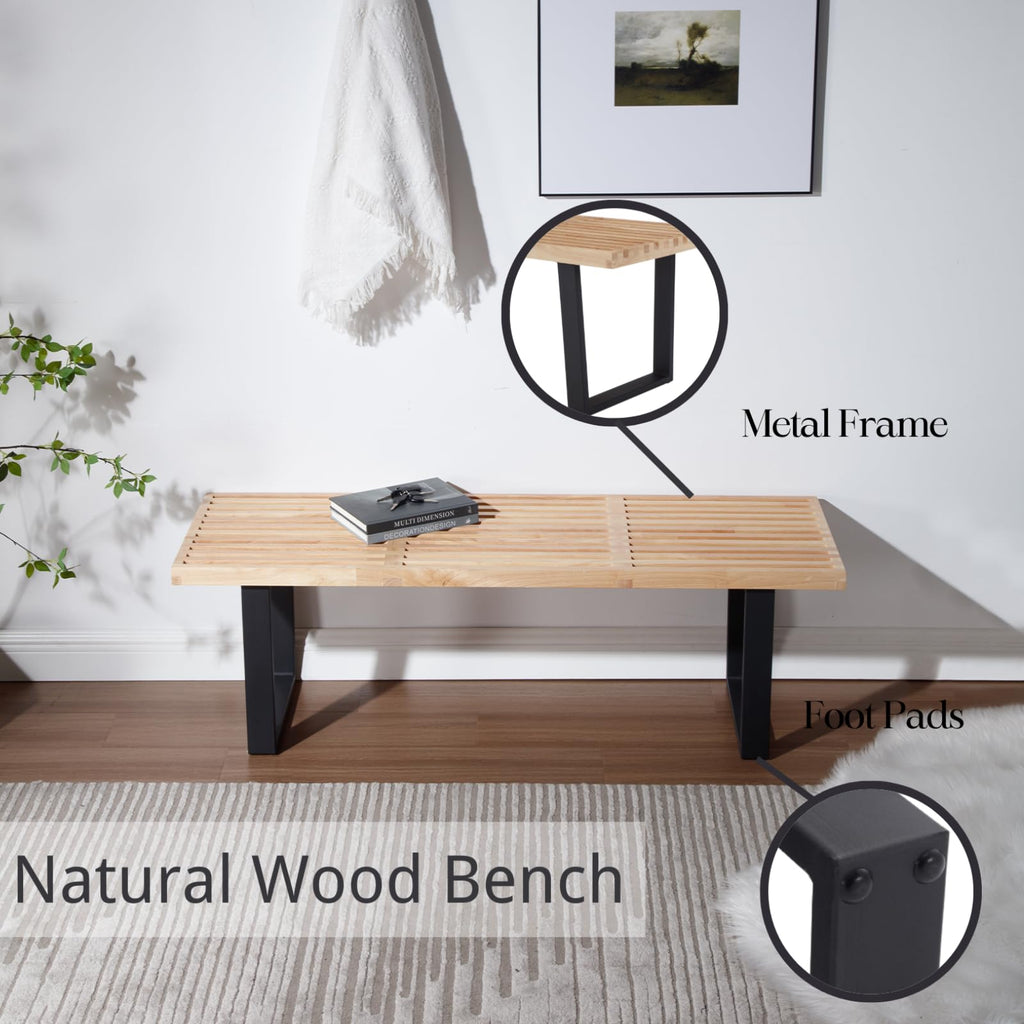 Inspired Nelson Style 55" Natural Wood Entryway Bench Dining Bench Bench