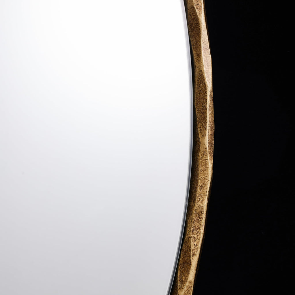 Hand-Forged Round Gold Mirrors, 32 Inch Antique Brass Hammered Round Bathroom Mirror for Over Sink, for Vanity