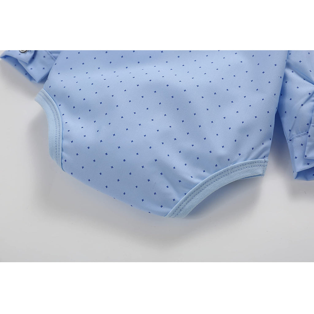 Baby Toddler Boy Formal Gentleman Suits,Dress Long Sleeve Blue Shirt With Bowtie+Suspender Pants Dressy Outfit