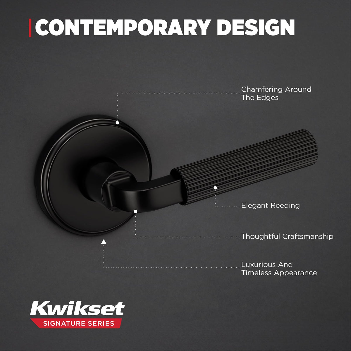 Mirada Interior Round Passage Door Handle, Lever for Closet and Hallway Doors, Reversible Non-Locking Handle Lever