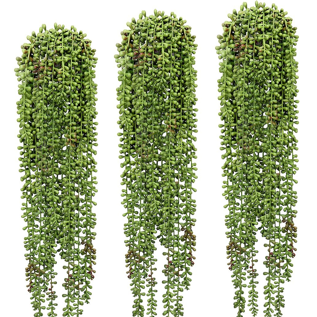 3 Pcs String of Pearls Plant Artificial Hanging Succulents Plants Garden Decor (Pots Not Included)