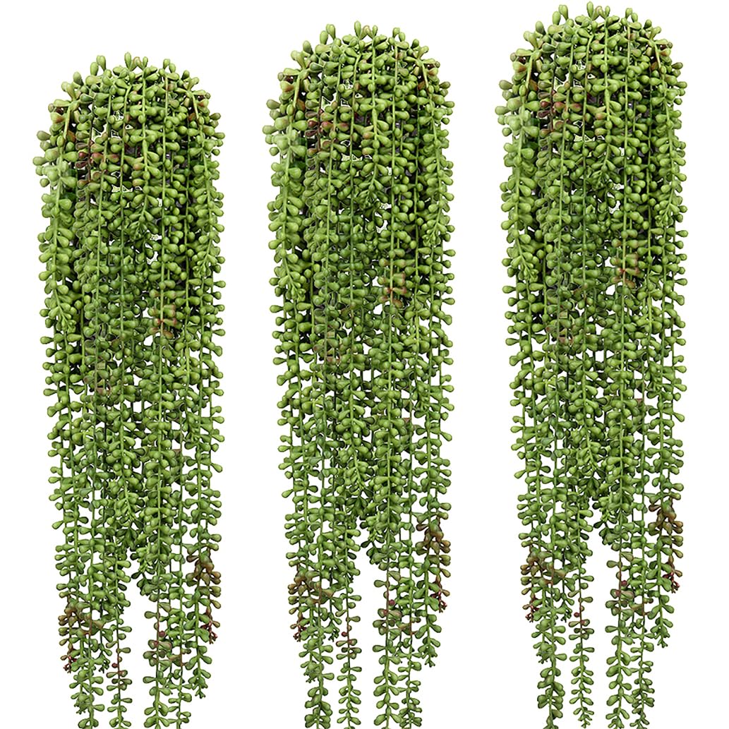 3 Pcs String of Pearls Plant Artificial Hanging Succulents Plants Garden Decor (Pots Not Included)