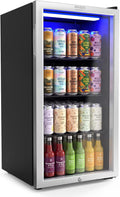 3.3 Cu.Ft. Beverage Refrigerator Cooler with Double Layer Glass Door & Adjustable Shelf