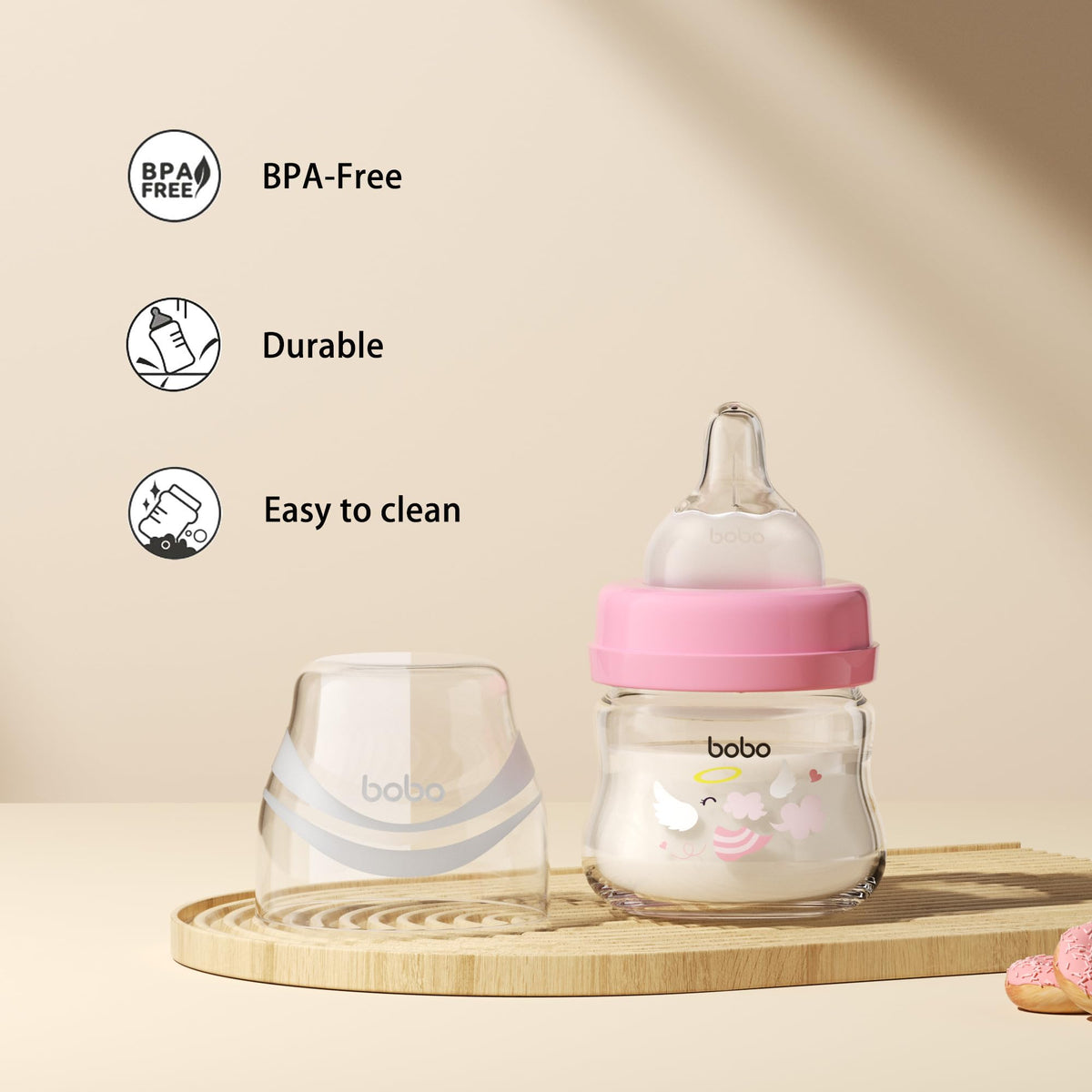 Glass Baby Bottles with Slow Flow Nipple, Newborn Anti-Colic Baby Bottles for 0+ Months, Wide Neck Feeding Bottle