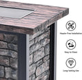 48 inch Propane Fire Pit Table, with Fiberglass Faux Wood Top, 50,000 BTU | Aluminum-coated steel legs, Includes lava