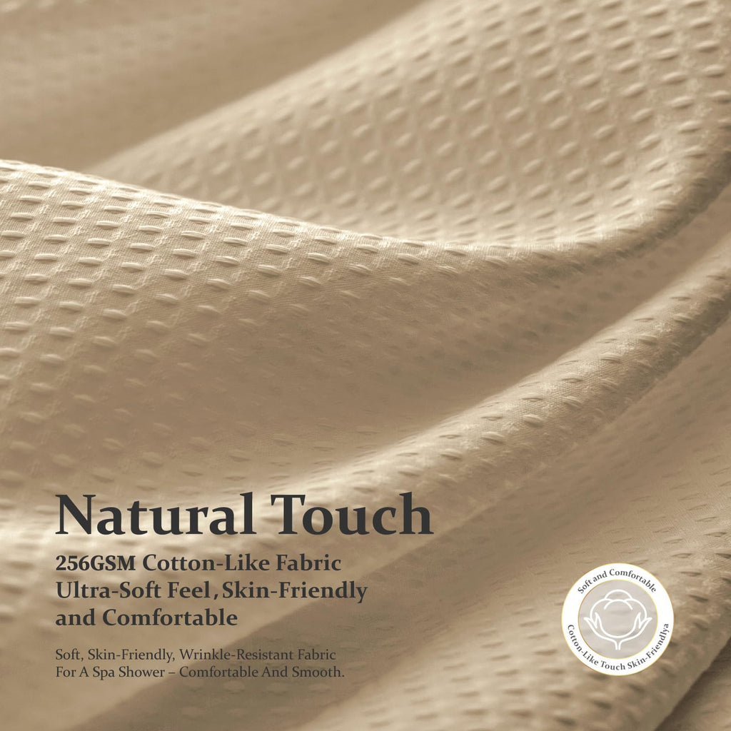 Extra Long Waffle Shower Curtain 256 GSM Fabric 72x84 Beige/Khaki