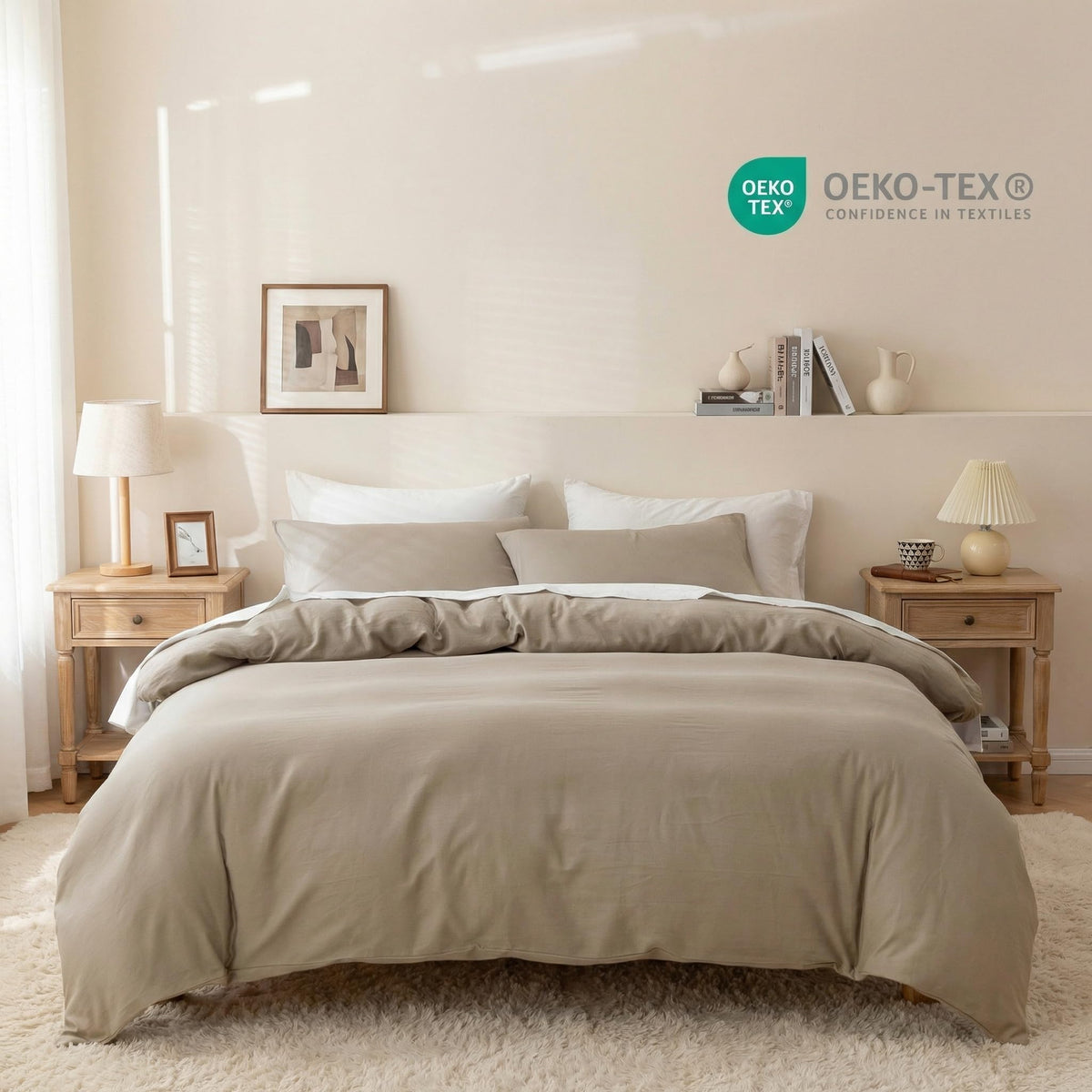 Egyptian Cotton Duvet Cover Set Queen Size, Ultra Soft and Breathable Comforter Cover with Zipper Closure, High