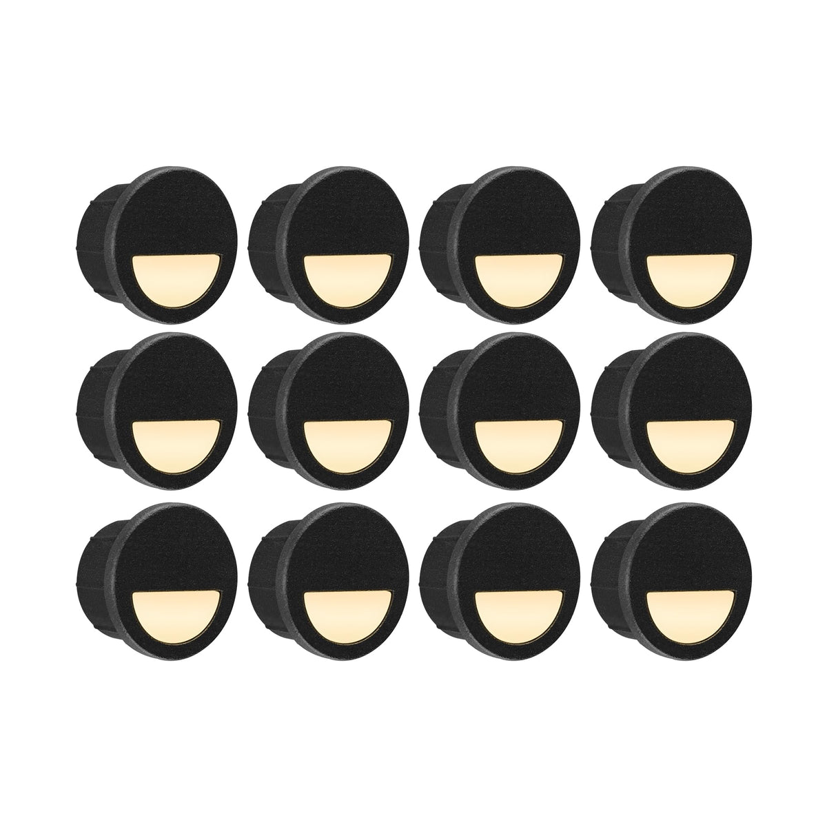 12 Pack Recessed Low Voltage LED Step Riser Light, Diameter 1" Mini Size Landscape Lighting for Outdoor Deck Stair