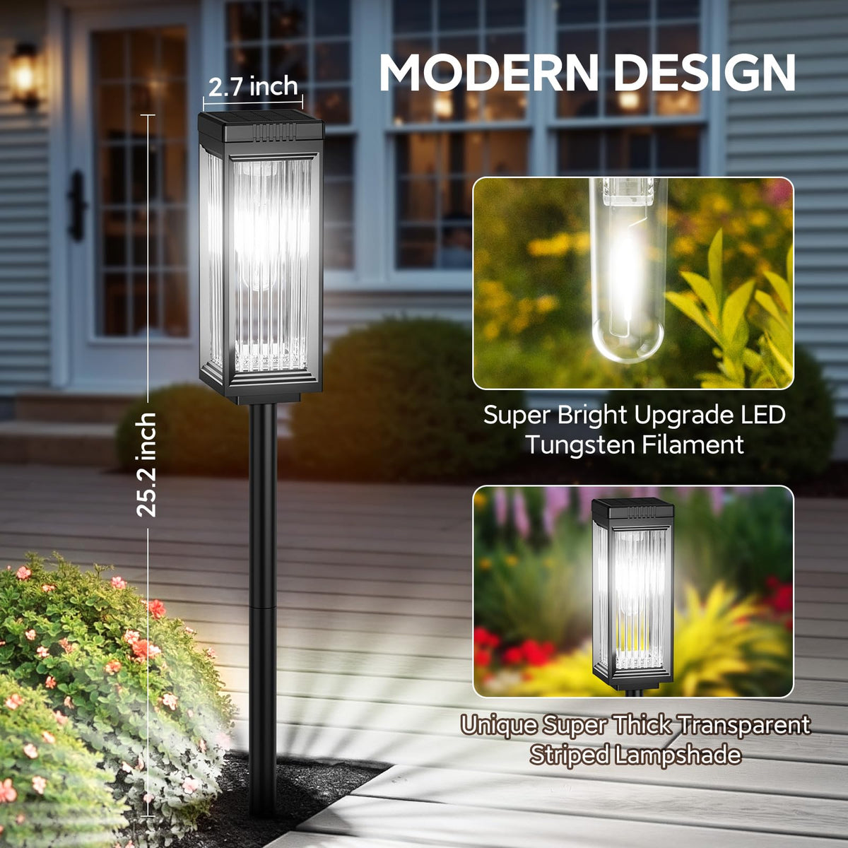 Solar Lights Outdoor Pathway, Upgraded 6 Pack