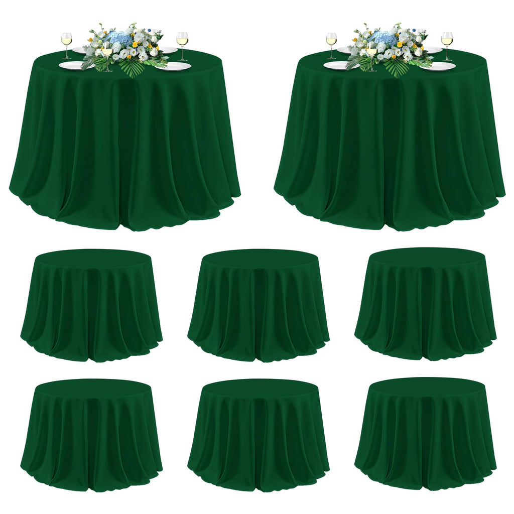 Round Tablecloth 120 Inch Fit 48-96 Inch Tables, 8 Pack Hunter Green