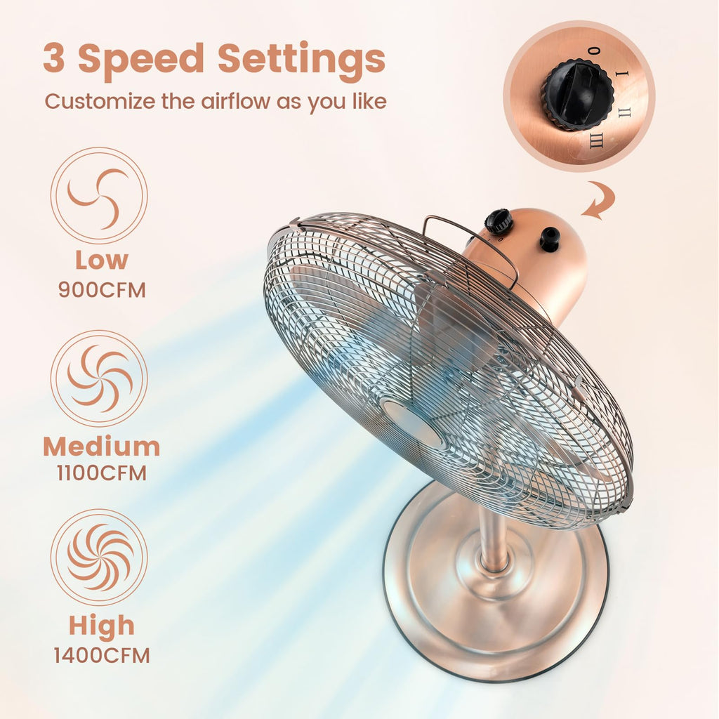 16" High-Velocity Metal Pedestal Fan with Adjustable Height