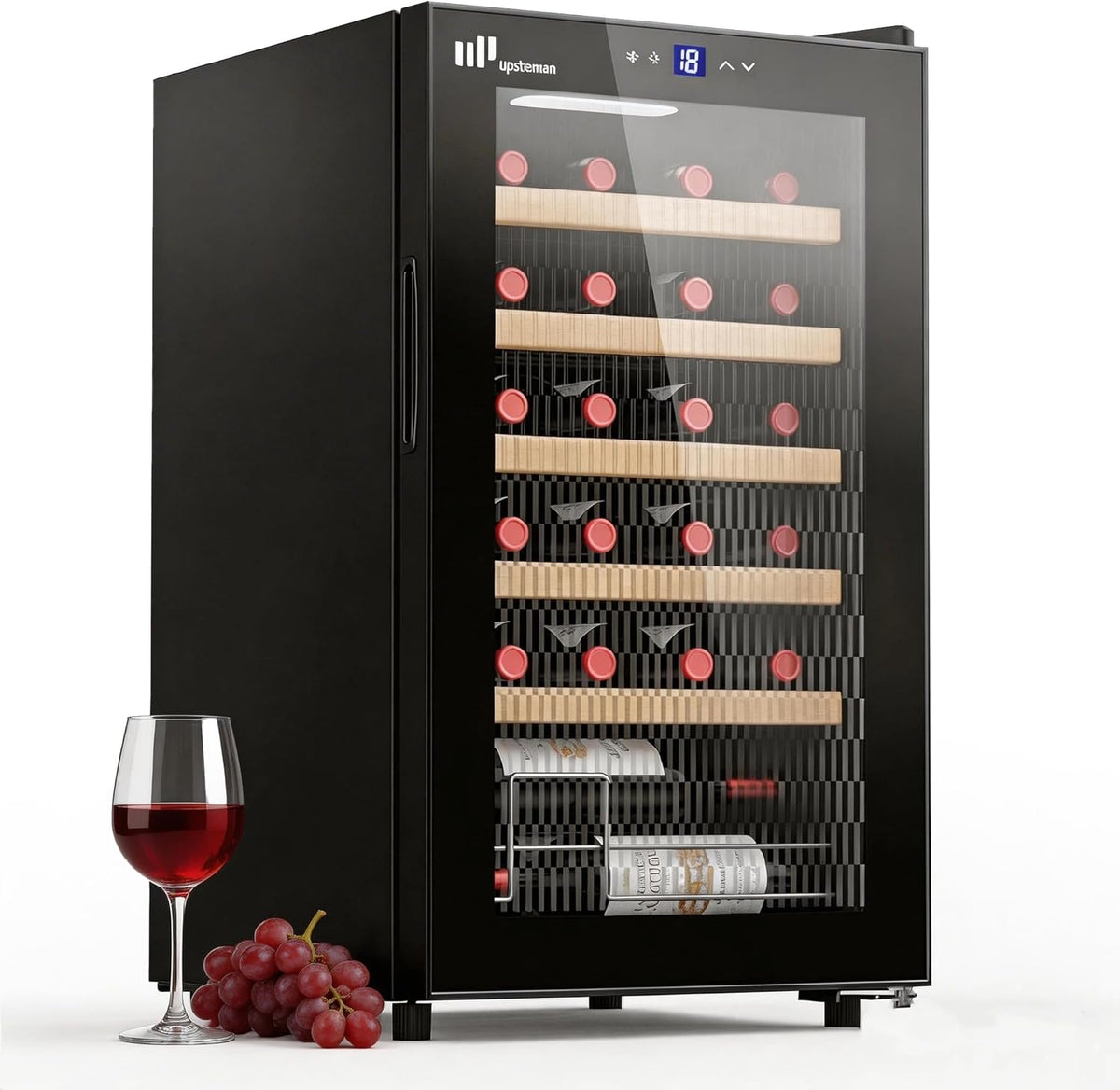 24 Bottle Wine Cooler Refrigerator, Compact Small Built-in or Freestanding Wine Fridge, 41-68°F Temperature Control