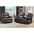 2 Piece Manual Recliner Sofa Set, Faux Leather Reclining Living Room Furniture Set, Included Single Recliner Chair