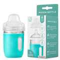 Glass Baby Bottle DIY Kit - Fits 8oz Mason Jars - Includes 2X Slow Flow Nipples, Silicone Sleeve, and Cap (Ring, Lid