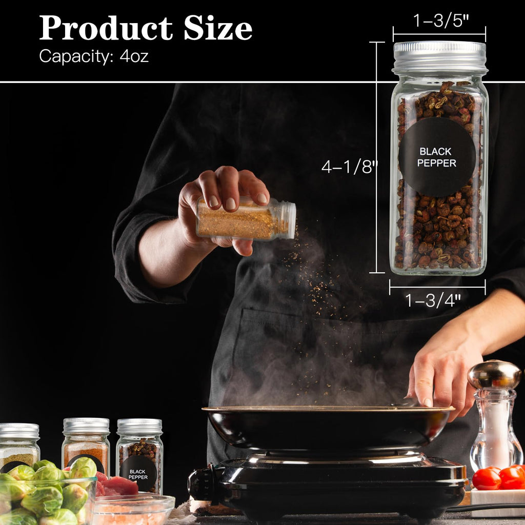 12/24/36 Pack Glass Spice Jars, 4oz Empty Spice Jars