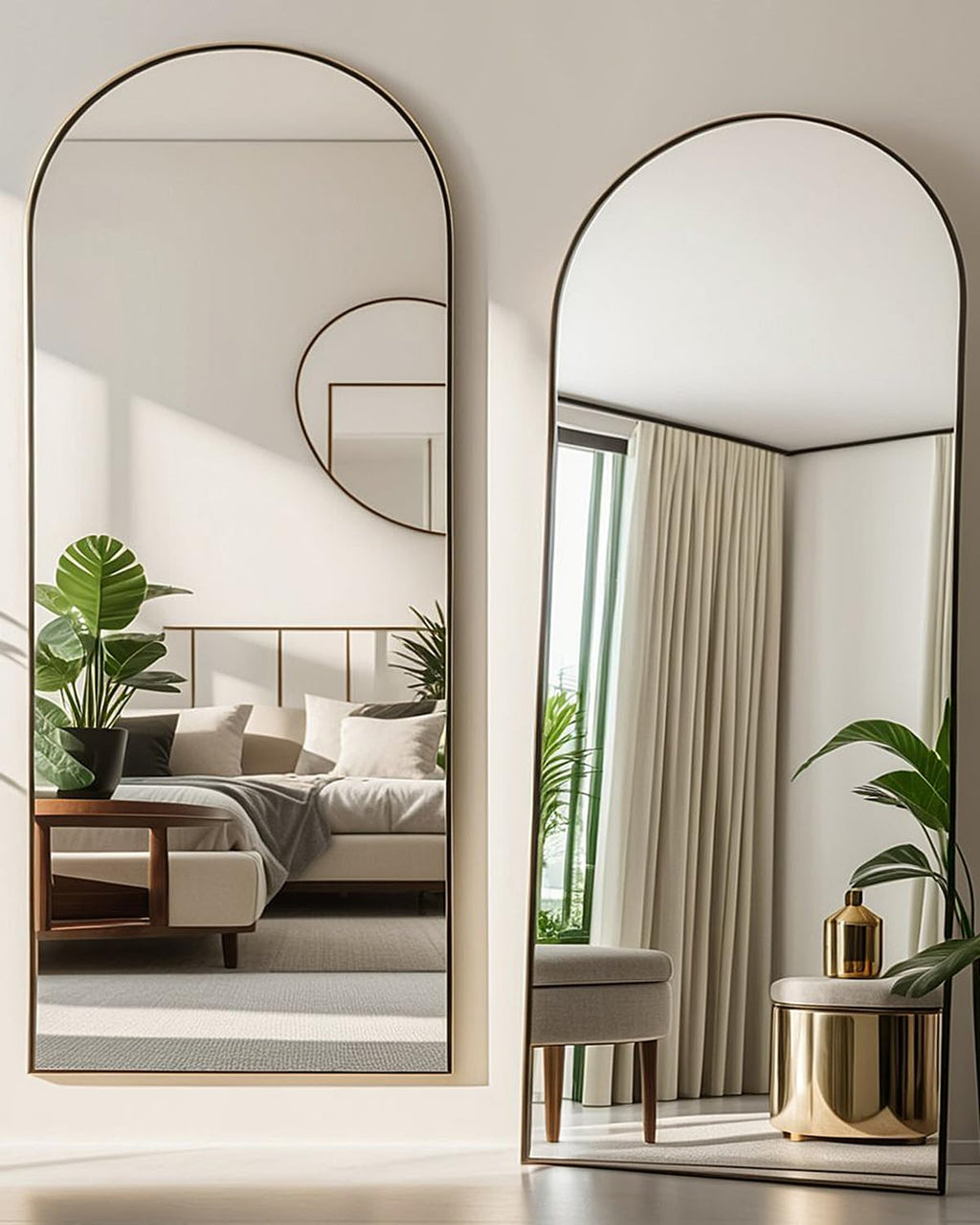 Oversized Full Body Mirror with Stand, Black, 76" x 34"