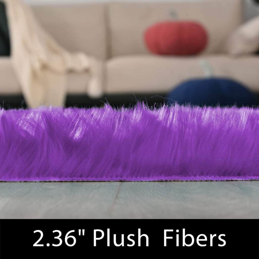 Washable Runners 2x6 Fluffy Shaggy Rug Purple Faux Sheepskin Fur Rug Small Soft Furry Rugs Bedroom Sofa Cute Room