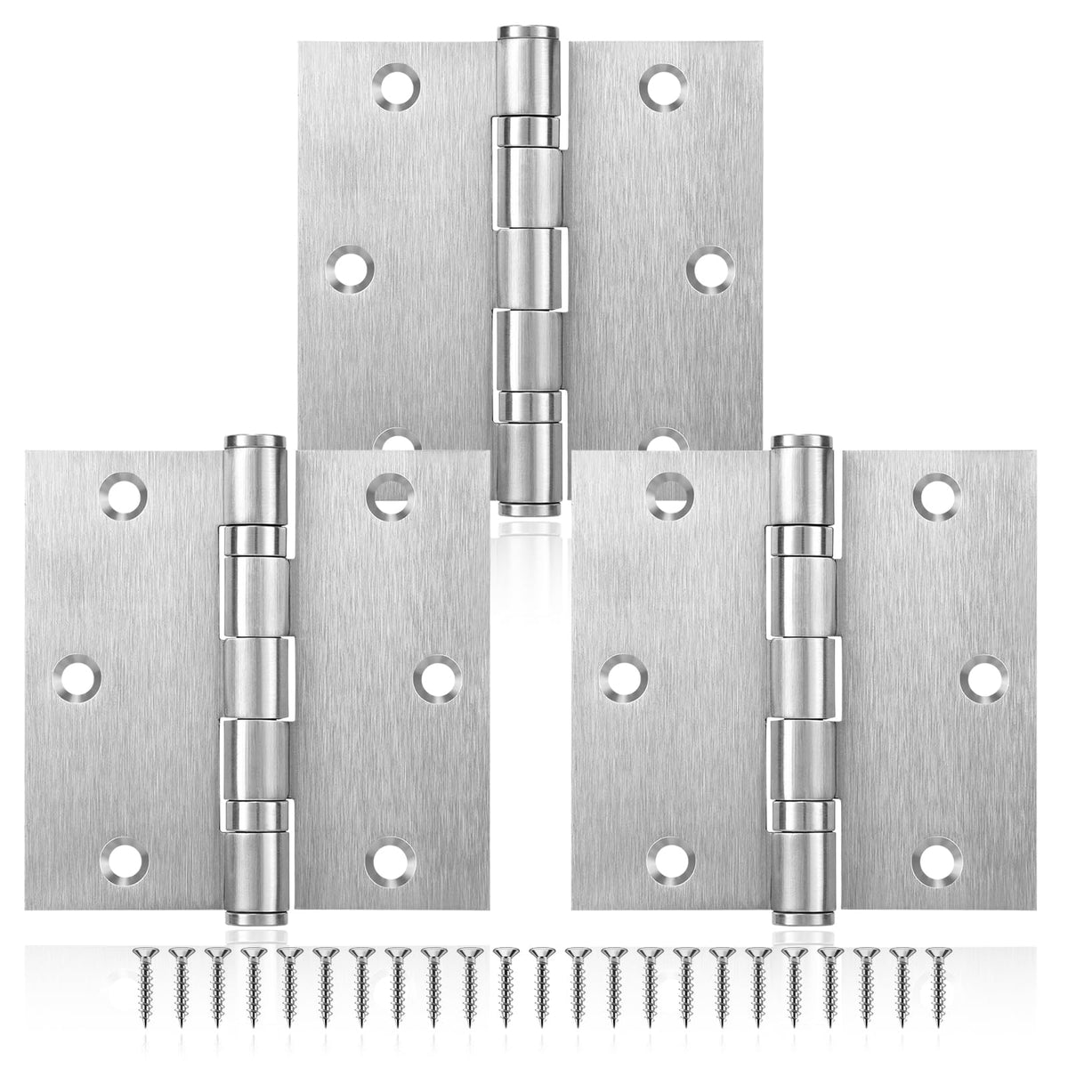 3 Pack Door Hinges 3.5 x 3.5 Inches, Heavy Duty Stainless Steel Ball Bearing Hinges with Screws, Non Removable Pin