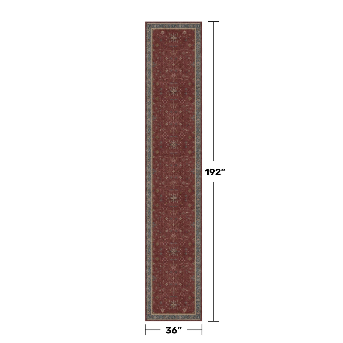 Boho Washable 3x16 Extra Long Hallway Runner Rug, Burgundy Waterproof Large Kitchen Floor Rug Indoor, Non-Slip Stain