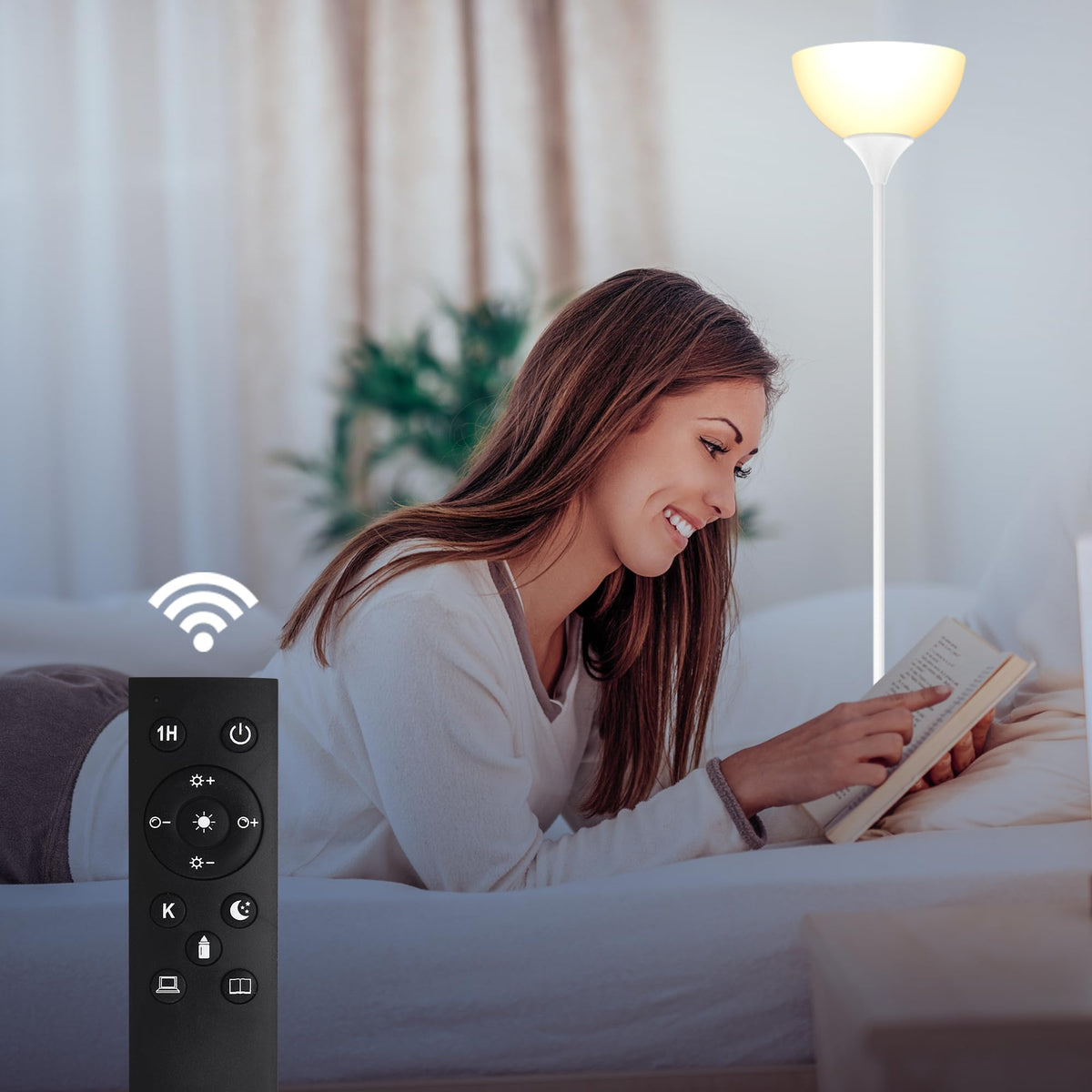 Floor Lamp, Remote Control, Stepless Brightness & Color Temperature