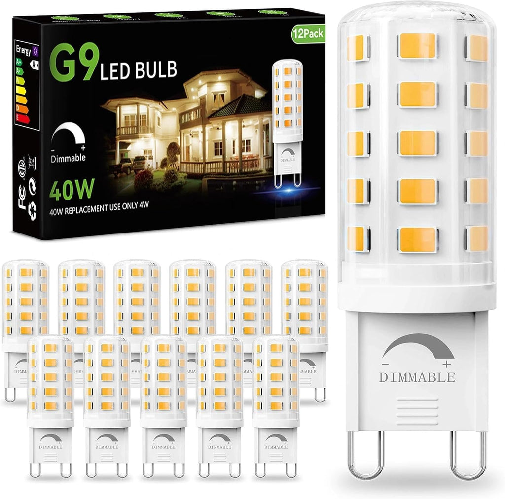 12 Pack G9 LED Bulb Dimmable 4W 3000K Warm White,40 Watt Eq, 120V