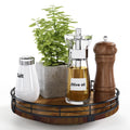 Farmhouse Oak Wood Lazy Susan Organizer for Table Top, Walnut