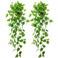 2 Pack Small Artificial Hanging Plants with Faux Ivy Vine and Hanging Pothos 39Inch Fake Plant Realistic Greenery for