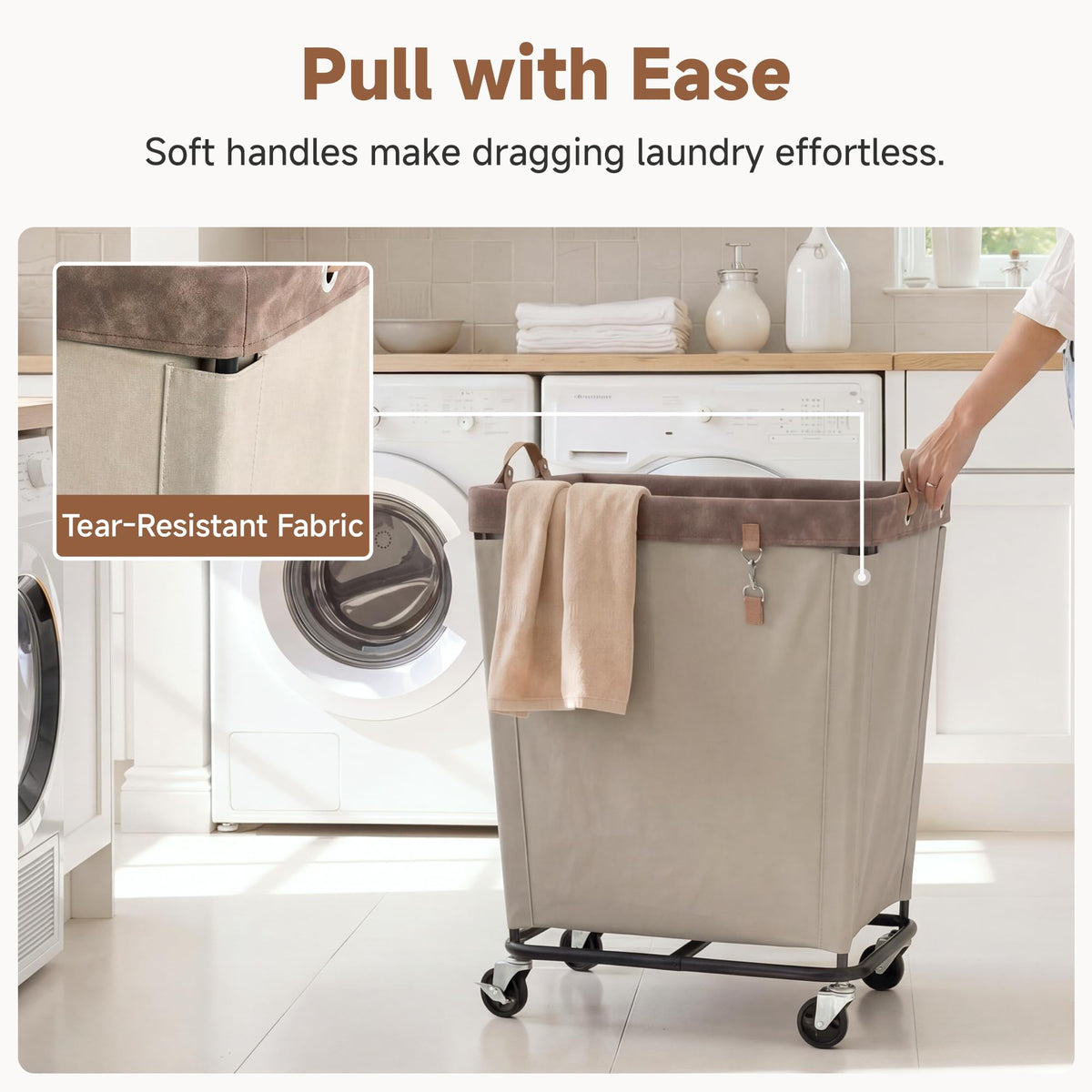 210L Laundry Basket with Wheels, Rolling Hampers for Clothing