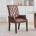 PU with Arms, High Back Dining Room Chairs, Brown