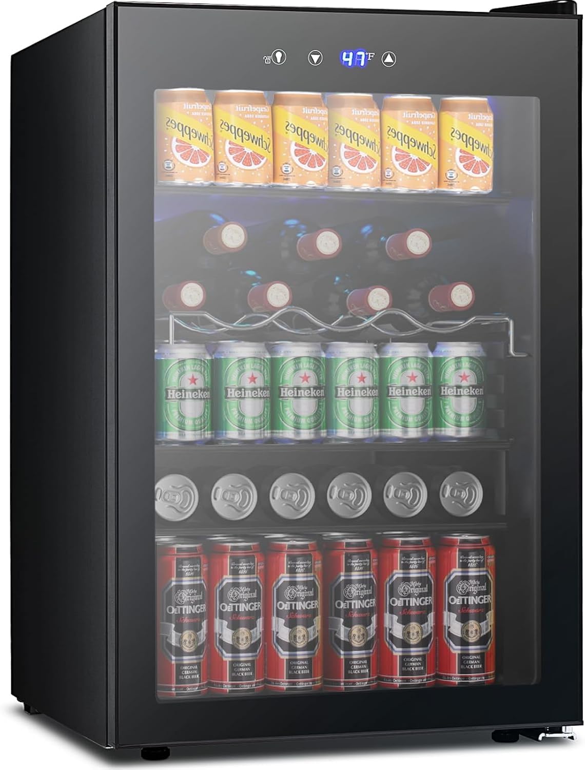 Beverage Refrigerator, 145 Can Mini Fridge Glass Door for Soda Beer