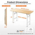 31.5 Inch Folding Table, Square Folding Desks for Small Space, Small Foldable Desk No Assembly, Teak.